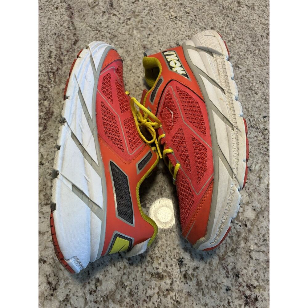 Hoka One One Clifton 1 Road Running Shoes Womens Sz 9 Pink Yellow Coral - Picture 8 of 8
